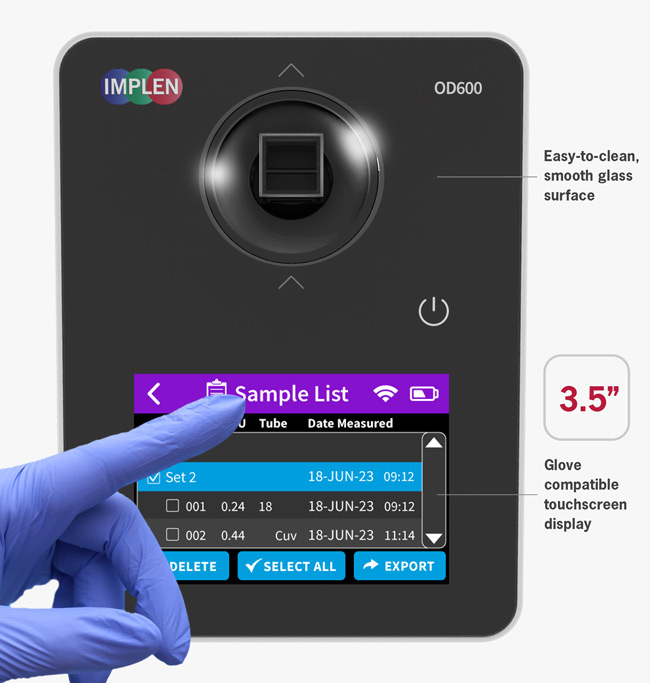 Implen-OD600-McFarland-3.5-inch-glove-compatible-touch-screen-easy-to-clean2-glove-g